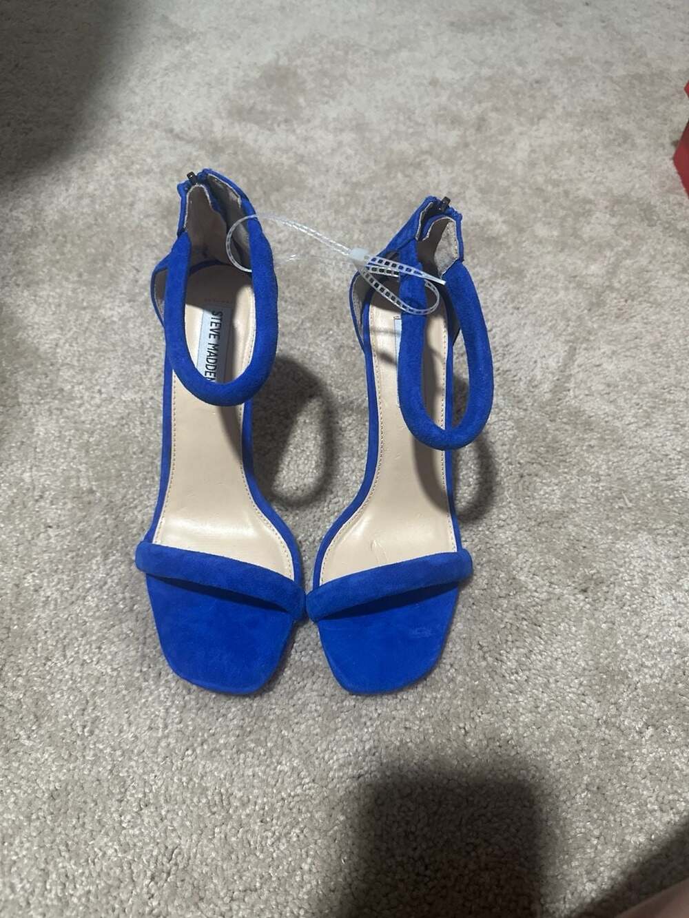 Steve Madden Royal Blue Suede Open Toe Ankle Strap Heels